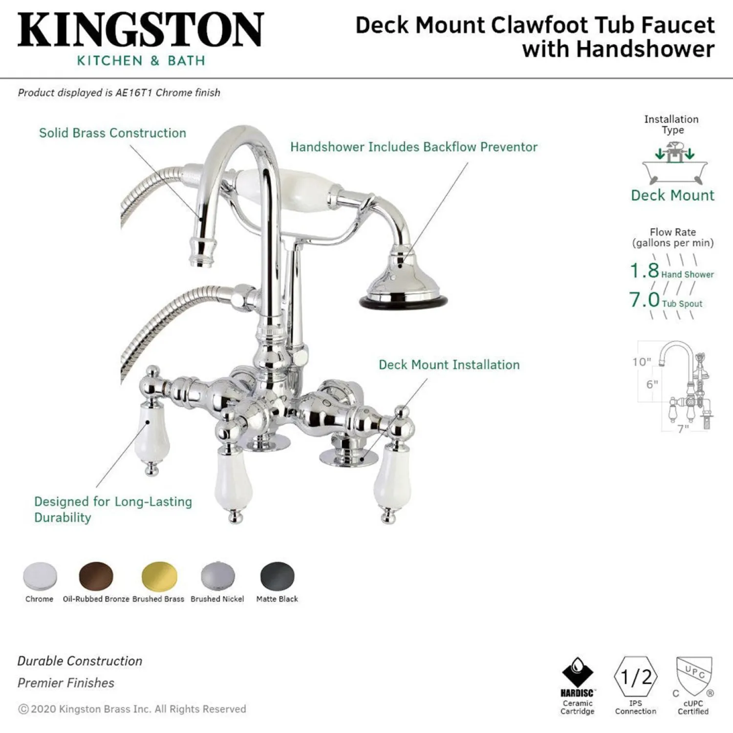 Clearance Aqua Vintage AE15TX-P Clawfoot Tub Faucet with Hand Shower Tub Faucets