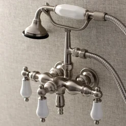 Hot Aqua Vintage AE23TX-P 3-3/8-Inch Wall Mount Tub Faucet with Hand Shower Tub Faucets