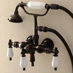 Hot Aqua Vintage AE23TX-P 3-3/8-Inch Wall Mount Tub Faucet with Hand Shower Tub Faucets