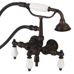 New Aqua Vintage AE21TX-P 3-3/8-Inch Wall Mount Tub Faucet with Hand Shower Tub Faucets