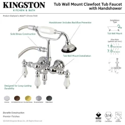 New Aqua Vintage AE21TX-P 3-3/8-Inch Wall Mount Tub Faucet with Hand Shower Tub Faucets