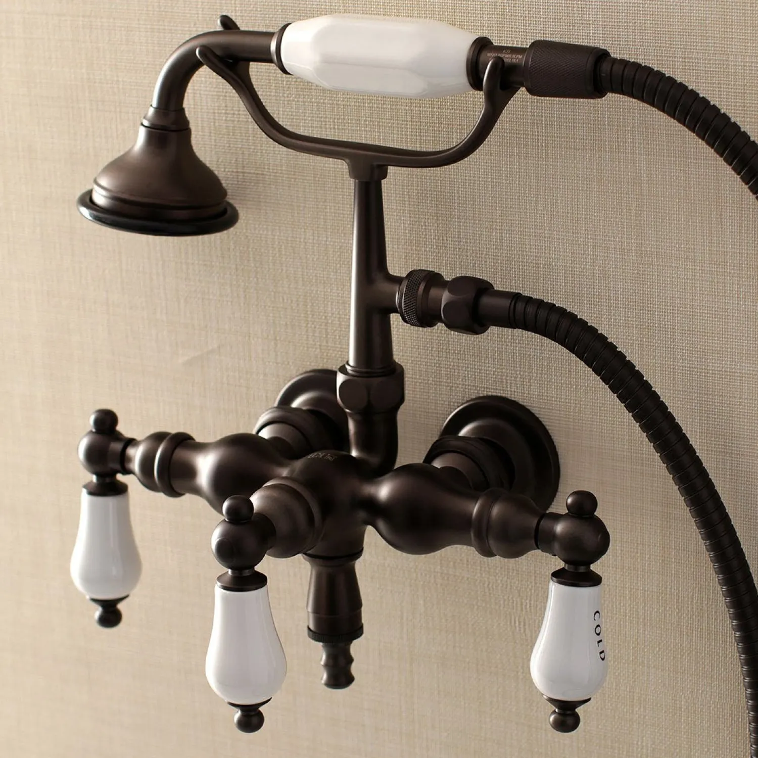 New Aqua Vintage AE21TX-P 3-3/8-Inch Wall Mount Tub Faucet with Hand Shower Tub Faucets