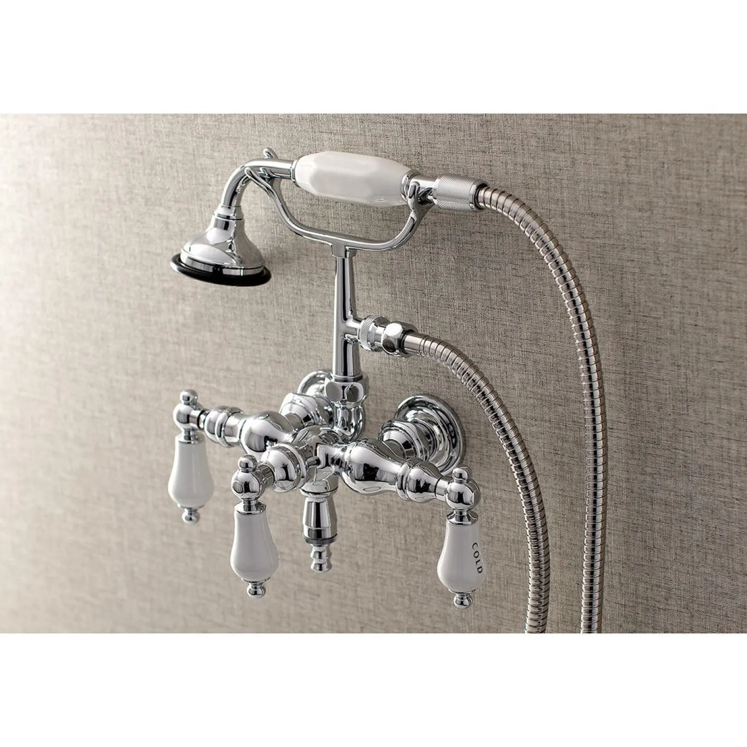 New Aqua Vintage AE21TX-P 3-3/8-Inch Wall Mount Tub Faucet with Hand Shower Tub Faucets