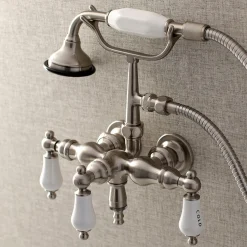New Aqua Vintage AE21TX-P 3-3/8-Inch Wall Mount Tub Faucet with Hand Shower Tub Faucets