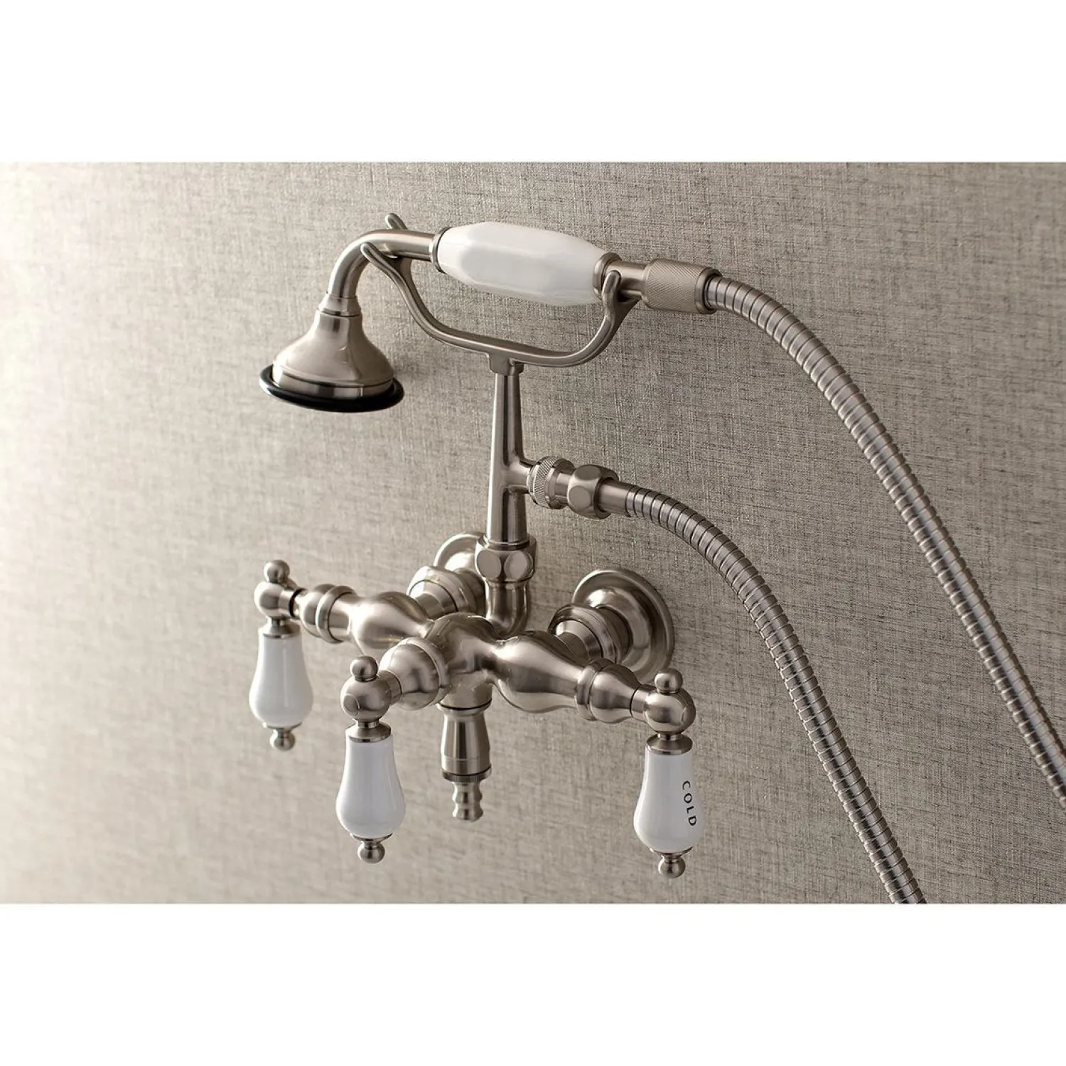 New Aqua Vintage AE21TX-P 3-3/8-Inch Wall Mount Tub Faucet with Hand Shower Tub Faucets