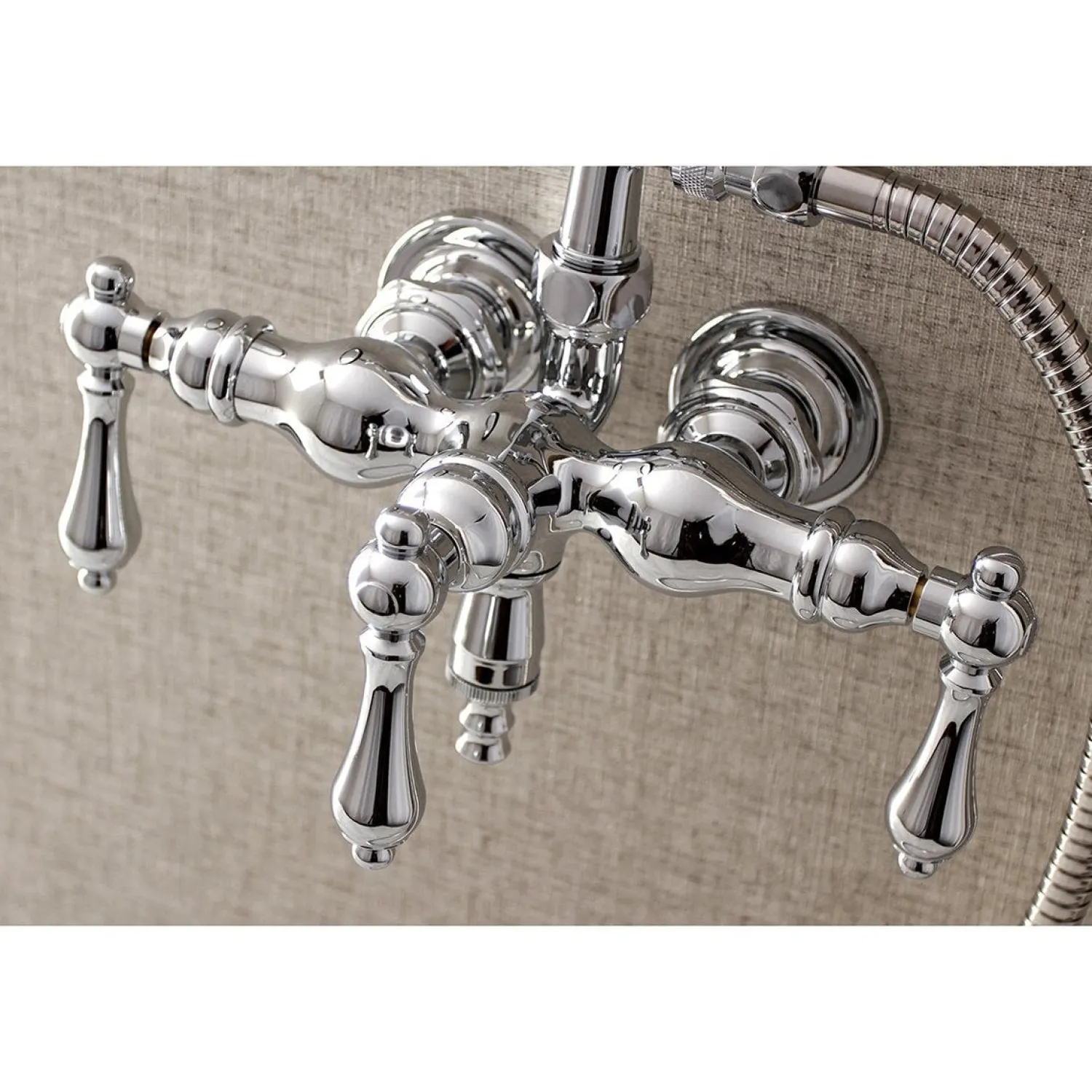 New Aqua Vintage AE19TX-P 3-3/8-Inch Wall Mount Tub Faucet with Hand Shower Tub Faucets