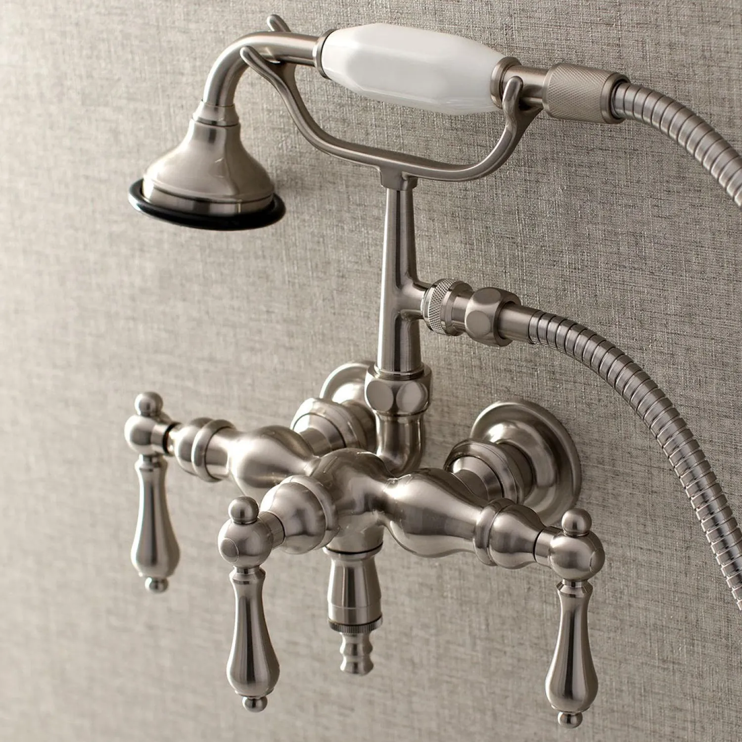New Aqua Vintage AE19TX-P 3-3/8-Inch Wall Mount Tub Faucet with Hand Shower Tub Faucets