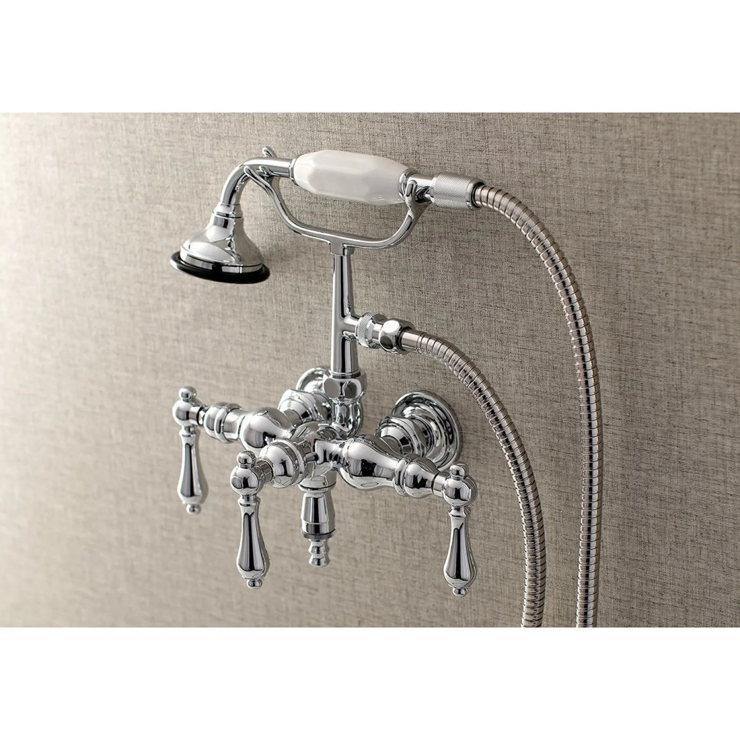 New Aqua Vintage AE19TX-P 3-3/8-Inch Wall Mount Tub Faucet with Hand Shower Tub Faucets