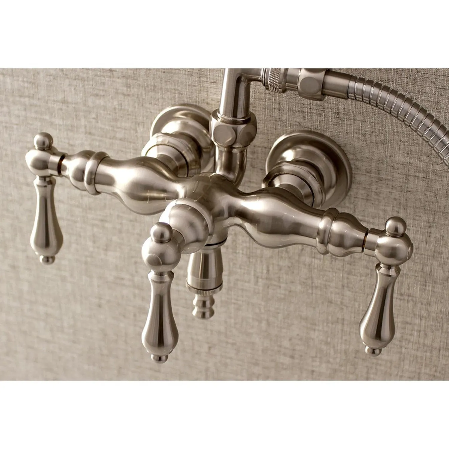 New Aqua Vintage AE19TX-P 3-3/8-Inch Wall Mount Tub Faucet with Hand Shower Tub Faucets