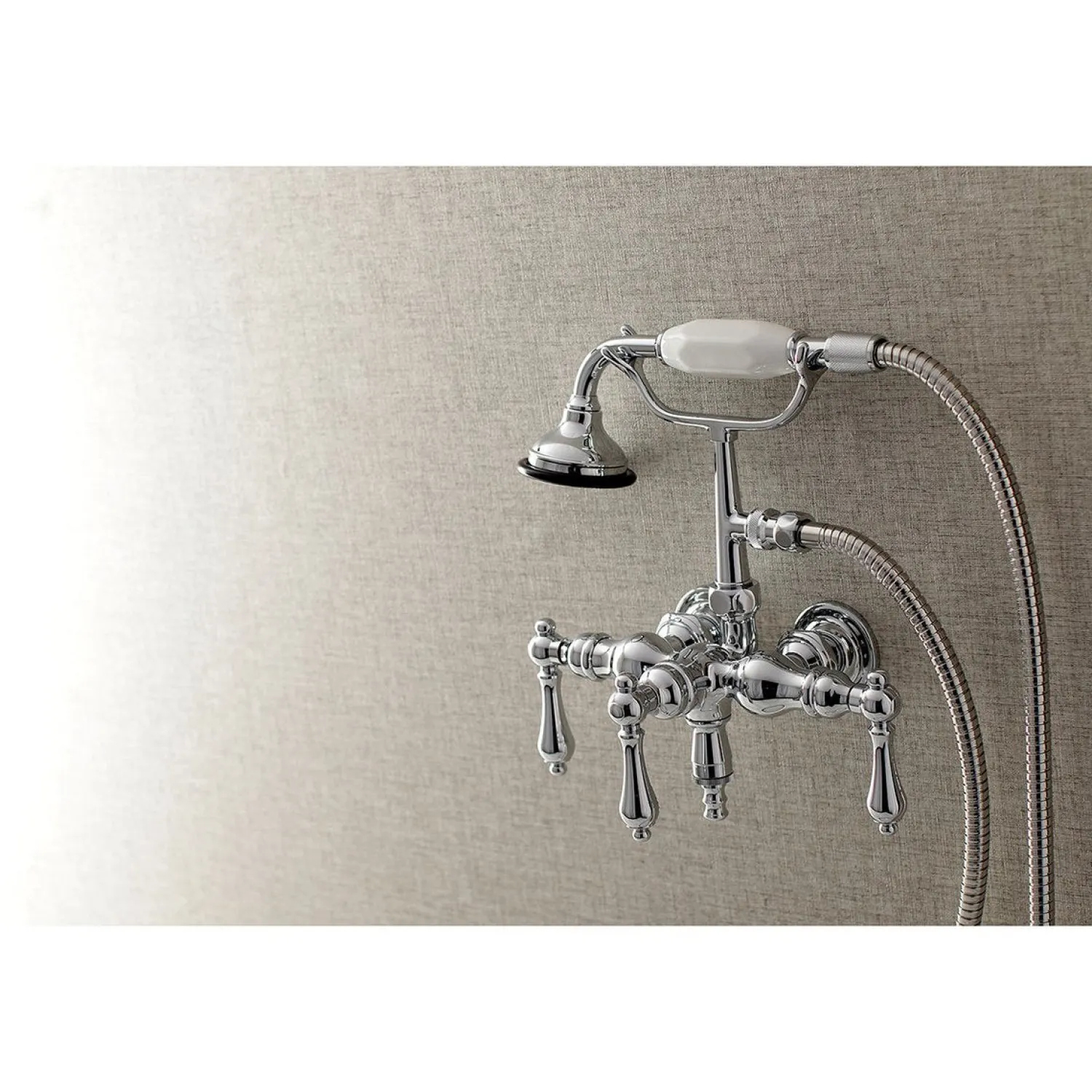 New Aqua Vintage AE19TX-P 3-3/8-Inch Wall Mount Tub Faucet with Hand Shower Tub Faucets