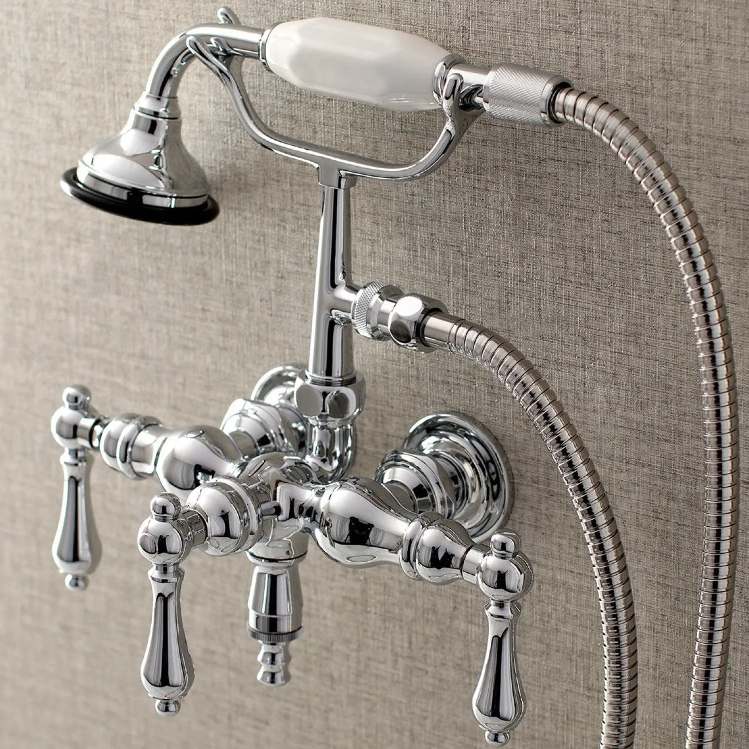 New Aqua Vintage AE19TX-P 3-3/8-Inch Wall Mount Tub Faucet with Hand Shower Tub Faucets