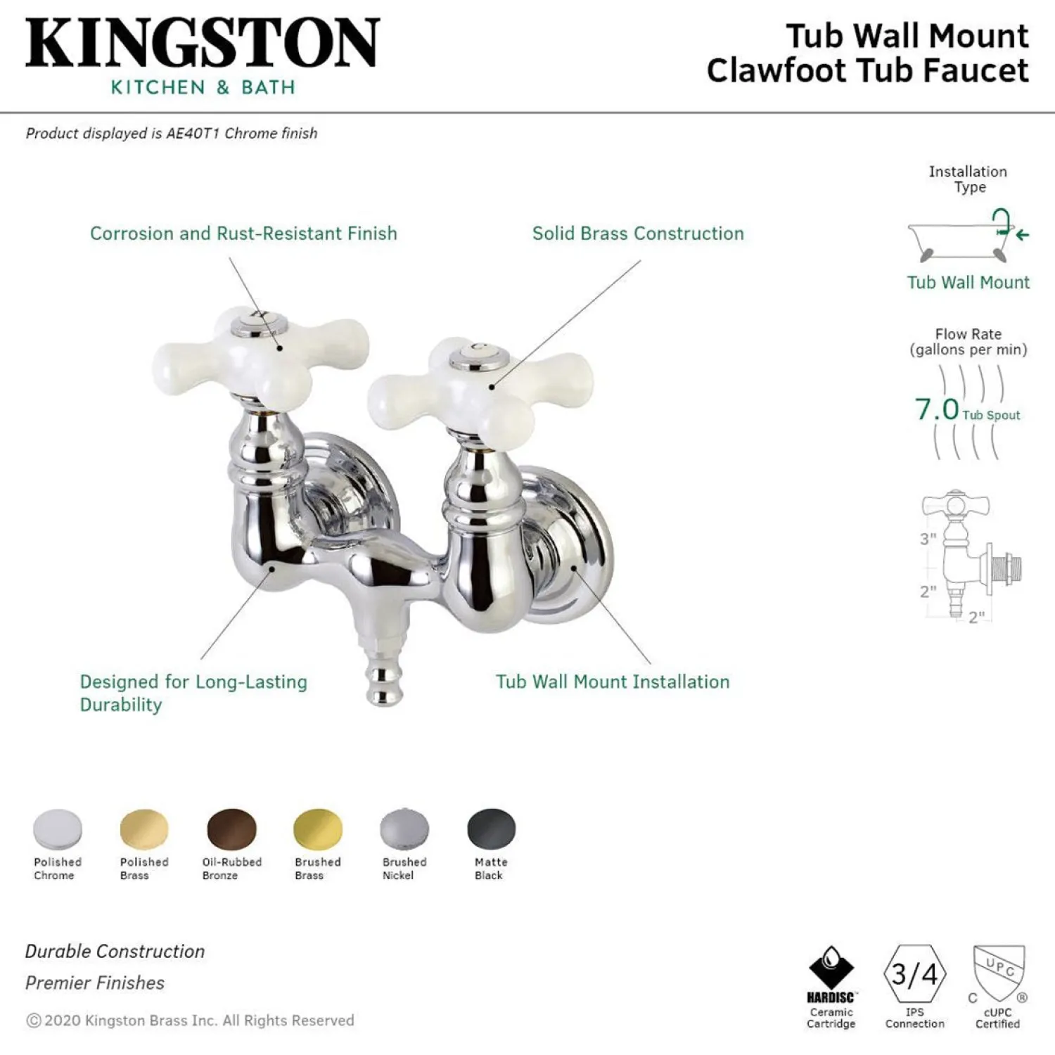 Online Aqua Vintage AE39TX-P Vintage 3-3/8-Inch Wall Mount Tub Faucet Tub Faucets