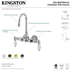 Aqua Vintage AE3TX-P Vintage 3-3/8-Inch Wall Mount Tub Faucet Tub Faucets