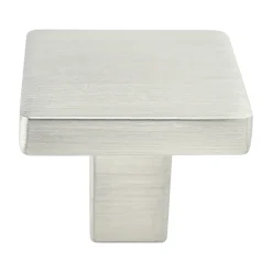 Hot Contemporary Advantage One Knob in Brushed Nickel - Square Knobs|Brushed Nickel Hardware