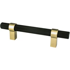 Discount Radial Reign Pull in Matte Black and Modern Brushed Gold Cabinet Pulls|Brass & Gold