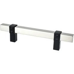 Outlet Rivet Rebel Pull in Brushed Nickel and Matte Black Cabinet Pulls|Brushed Nickel Hardware