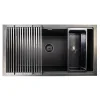 Hot 34" Black Composite Single Bowl Kitchen Workstation Sink Workstation Sinks|Single Bowl Sinks