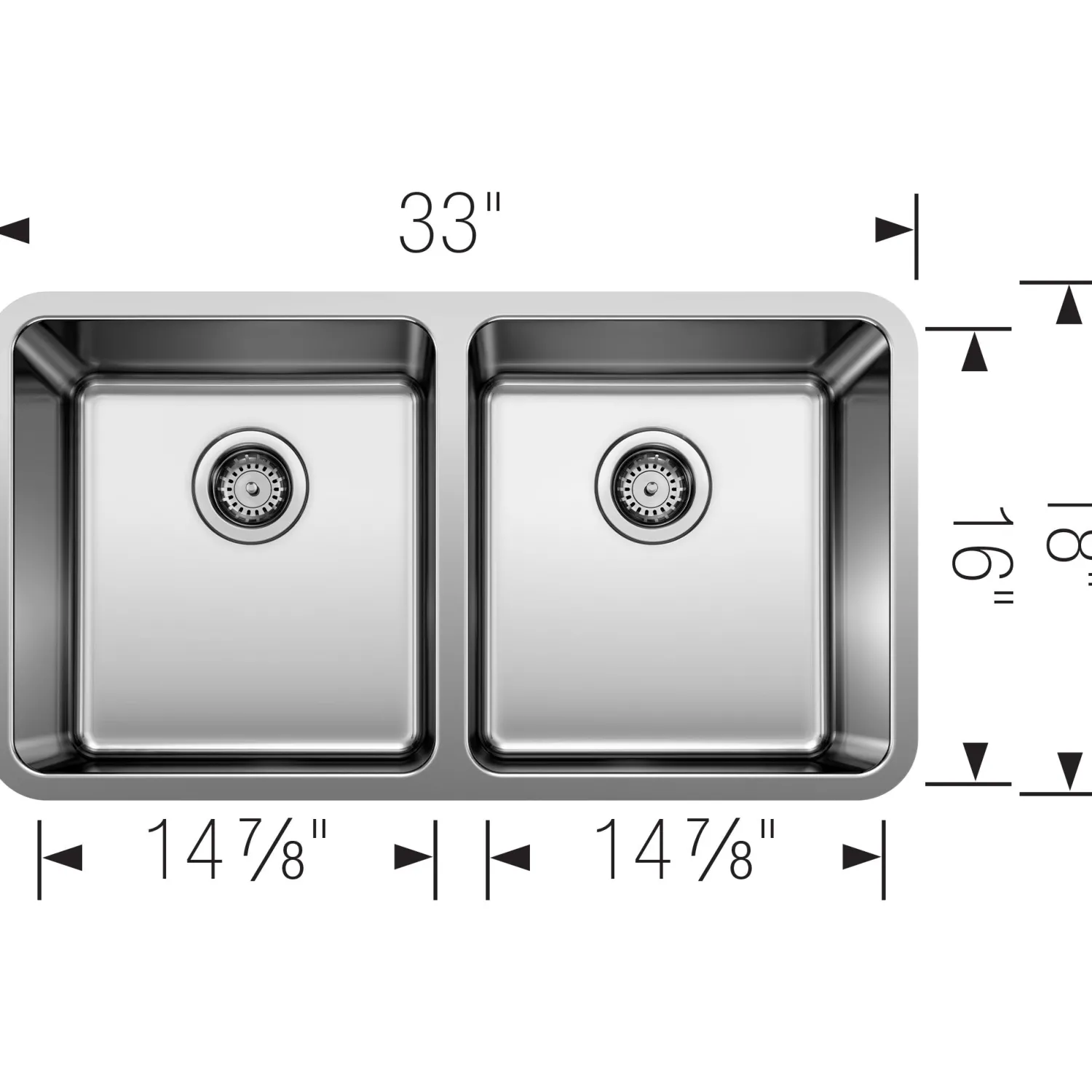 Online Formera 33" Equal Double Bowl Undermount Kitchen Sink Stainless Steel Sinks|Double Bowl Sinks