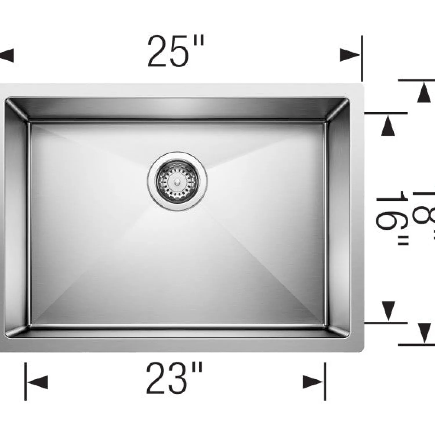 Best Precision 25" Small Radius Single Bowl Kitchen Sink Stainless Steel Sinks|Single Bowl Sinks