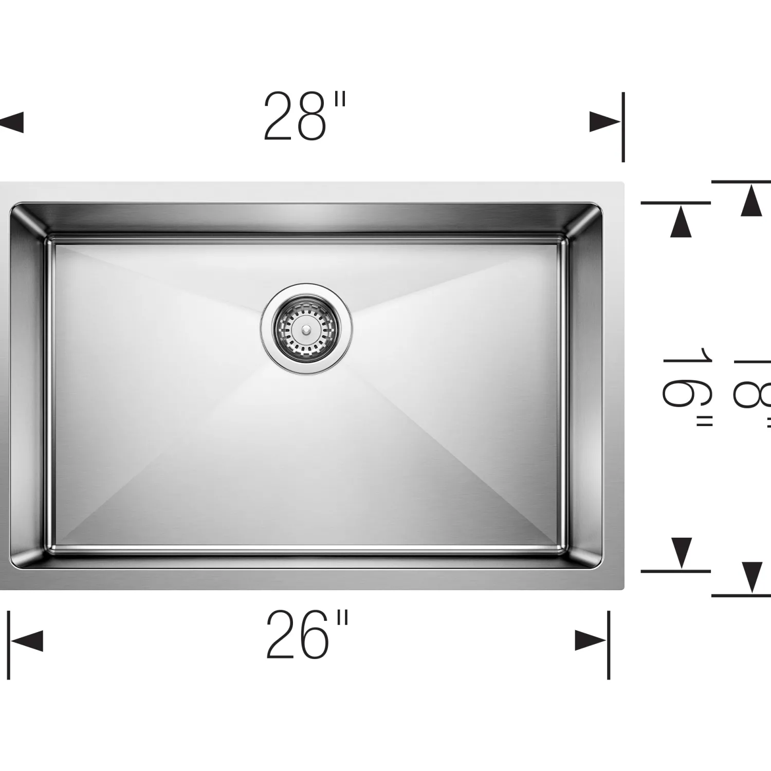 New Quatrus Small Radius 28" Single Bowl Stainless Kitchen Sink Stainless Steel Sinks|Single Bowl Sinks