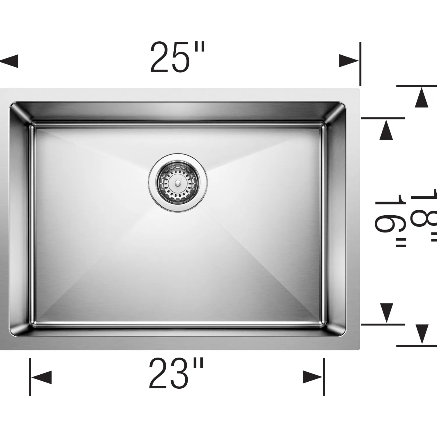 Clearance Quatrus 25" Undermount Small Radius Single Bowl Kitchen Sink Stainless Steel Sinks|Single Bowl Sinks