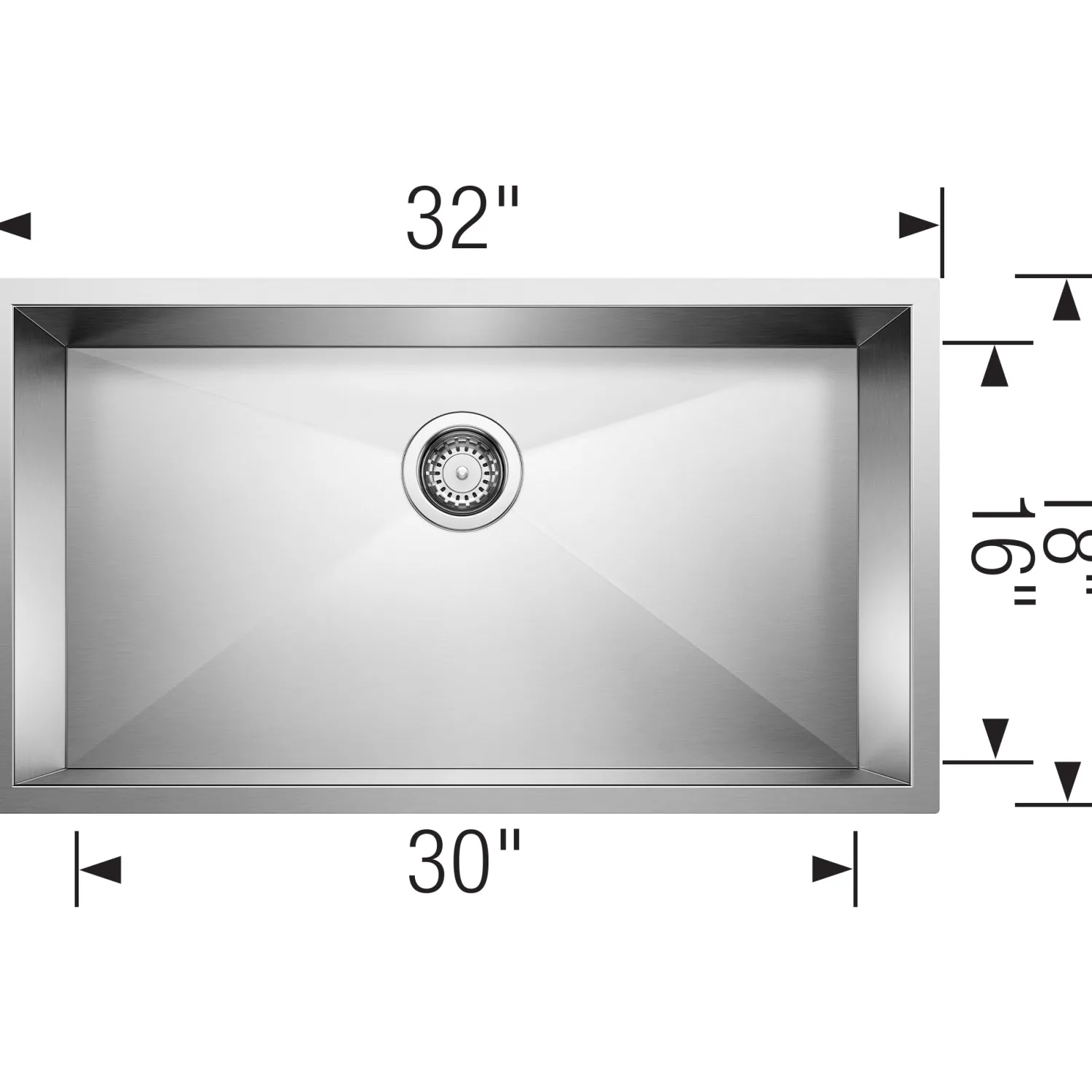Online 32" Quatrus Zero Radius Super Single Bowl Kitchen Sink Stainless Steel Sinks|Single Bowl Sinks