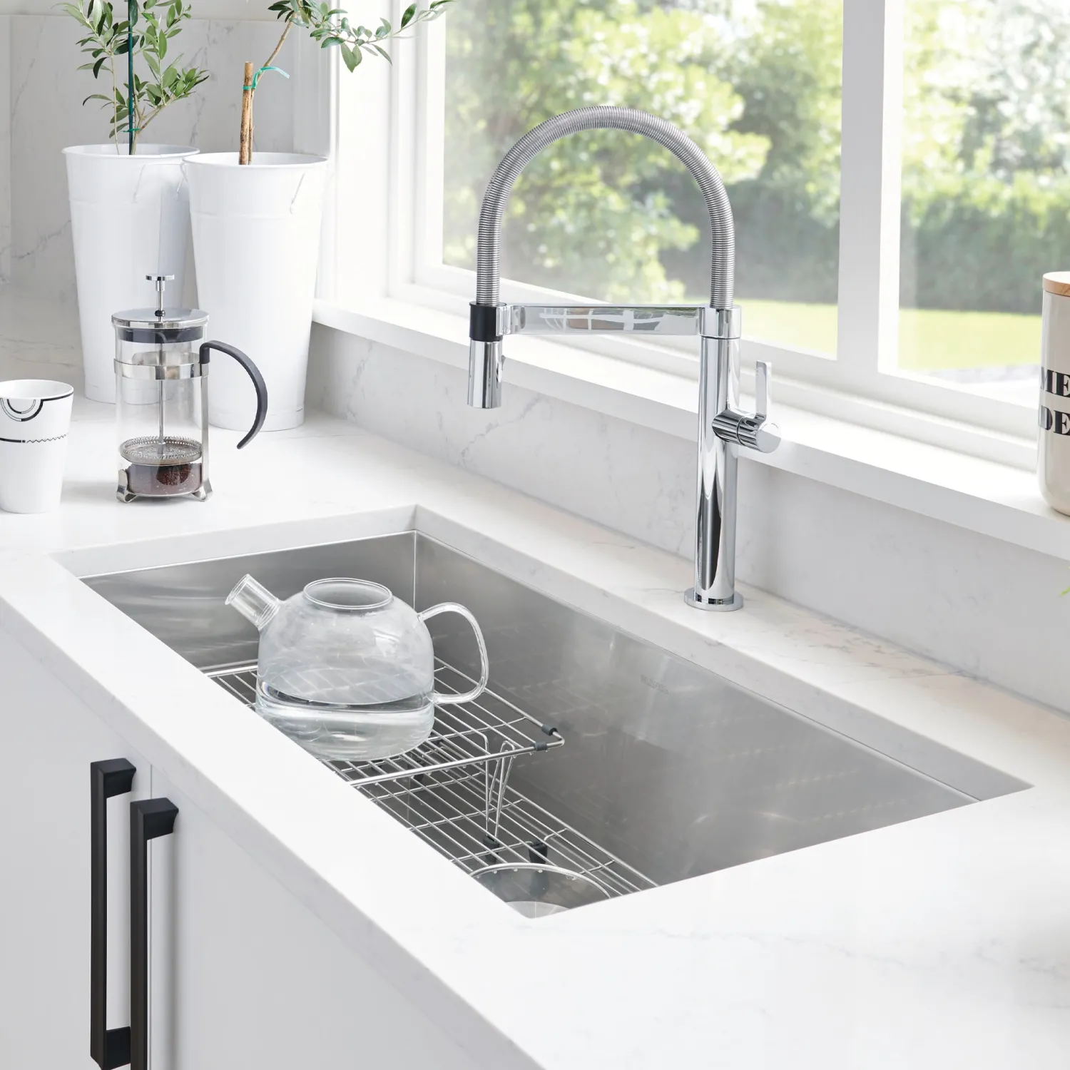 Online 32" Quatrus Zero Radius Super Single Bowl Kitchen Sink Stainless Steel Sinks|Single Bowl Sinks