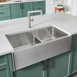 Clearance 33" Small Radius Stainless Steel Low Divide 60/40 Farmhouse Sink Stainless Steel Sinks|Double Bowl Sinks