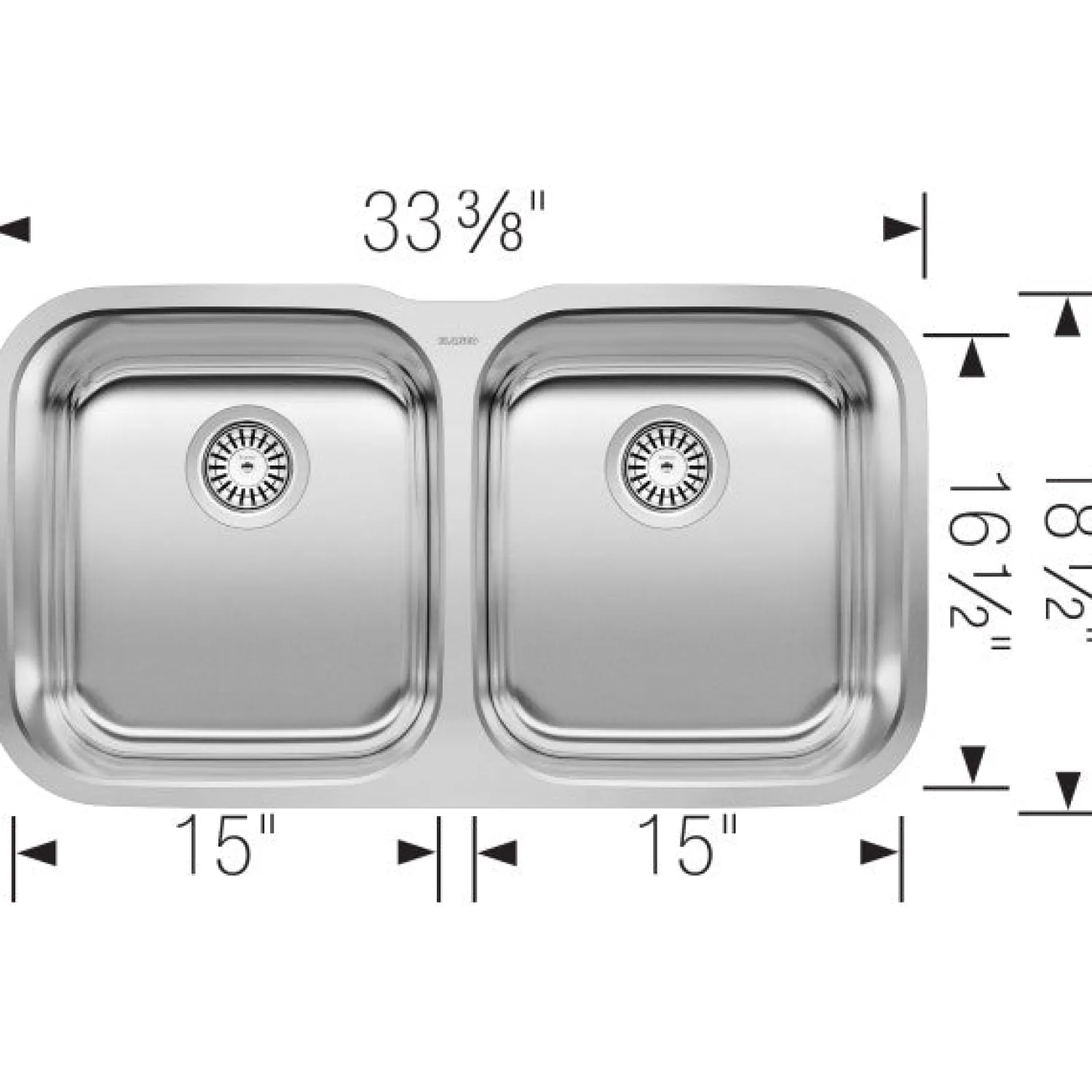 Outlet 33" Stellar Equal Double Bowl Undermount Kitchen Sink Stainless Steel Sinks|Double Bowl Sinks