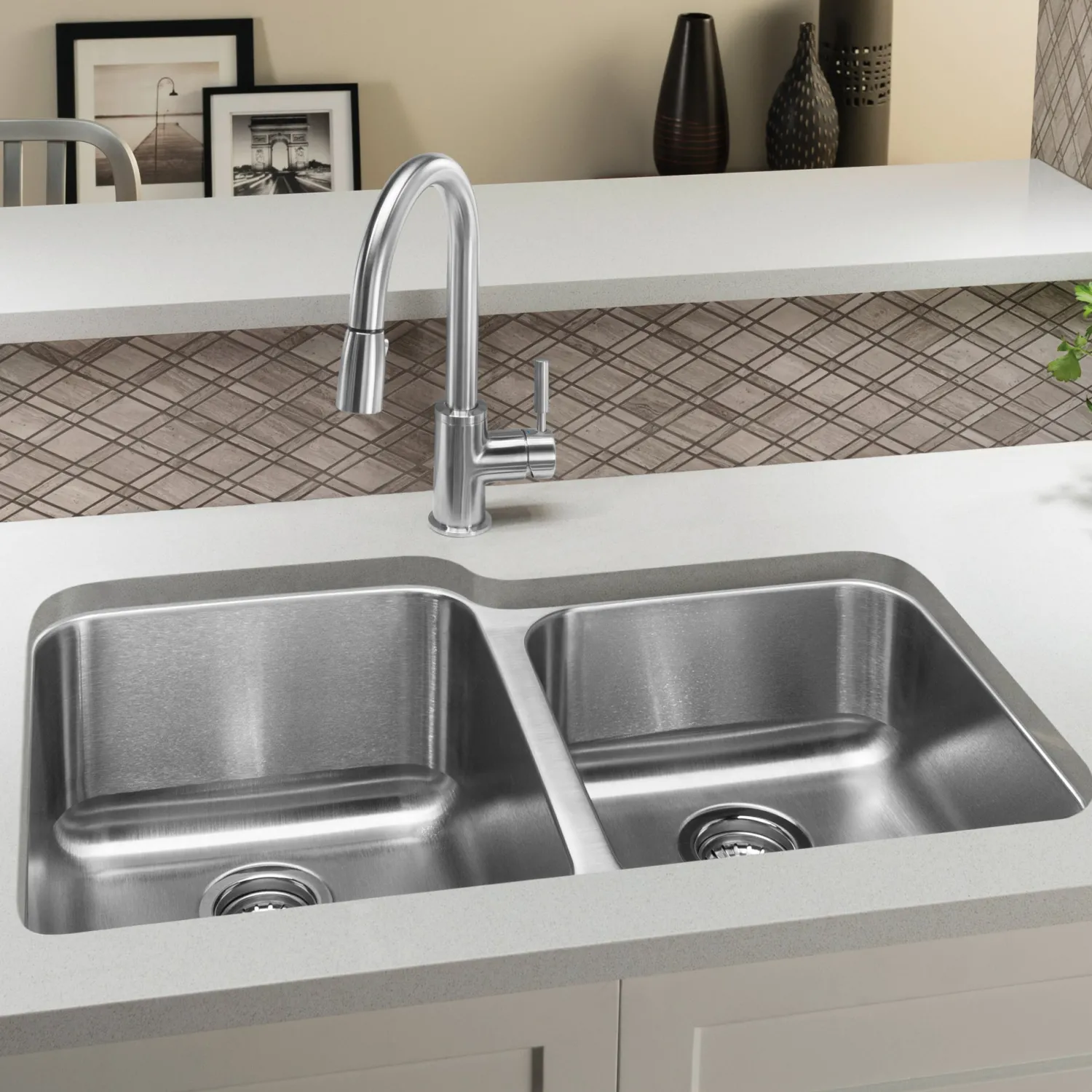 New Stellar Undermount 60/40 Double Bowl Kitchen Sink Stainless Steel Sinks|Undermount Sinks