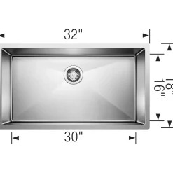 Outlet 32" Undermount R10 Stainless Steel Single Bowl Kitchen Sink Stainless Steel Sinks|Single Bowl Sinks
