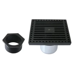 4" Brass Square Grid Shower Drain with Flange and Hair Trap Shower Drains