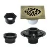 Hot 4" Brass Square Grid Shower Drain with Flange Shower Drains
