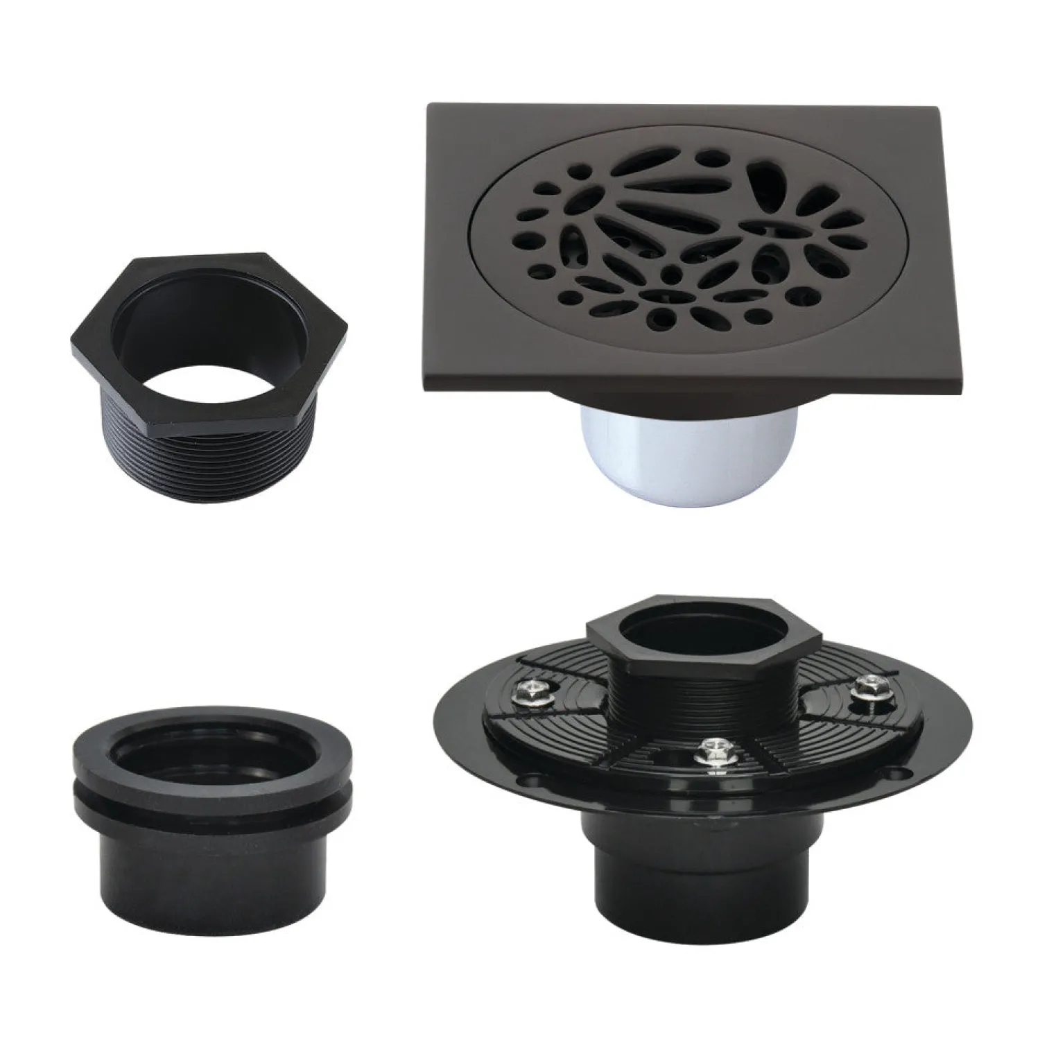 Hot 4" Brass Square Grid Shower Drain with Flange Shower Drains