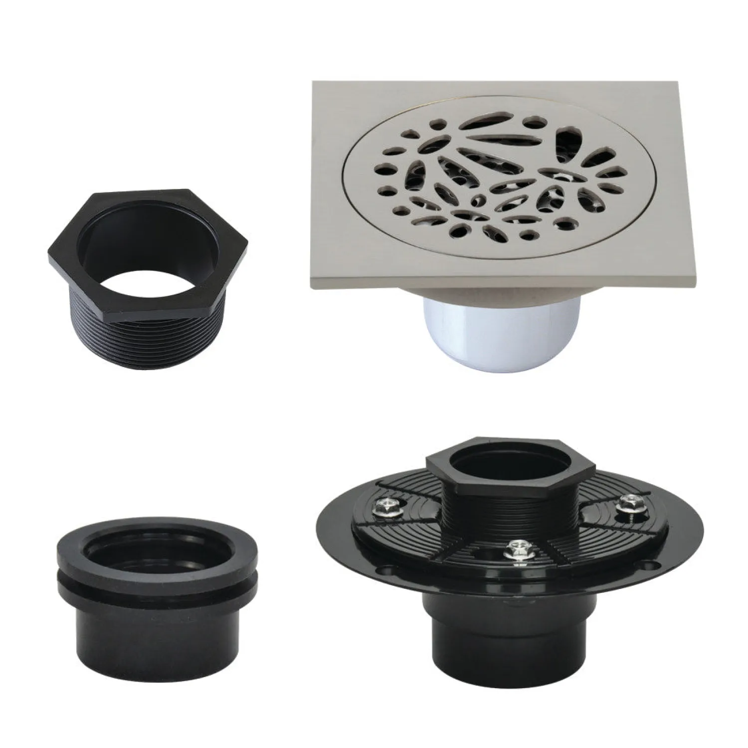 Hot 4" Brass Square Grid Shower Drain with Flange Shower Drains