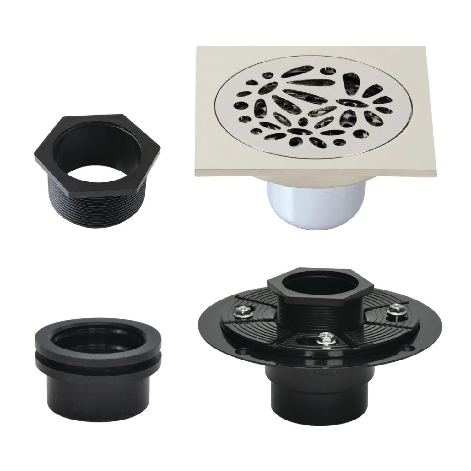 Hot 4" Brass Square Grid Shower Drain with Flange Shower Drains