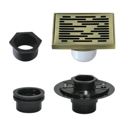 Clearance 4" Brass Square Grid Shower Drain with Flange Shower Drains
