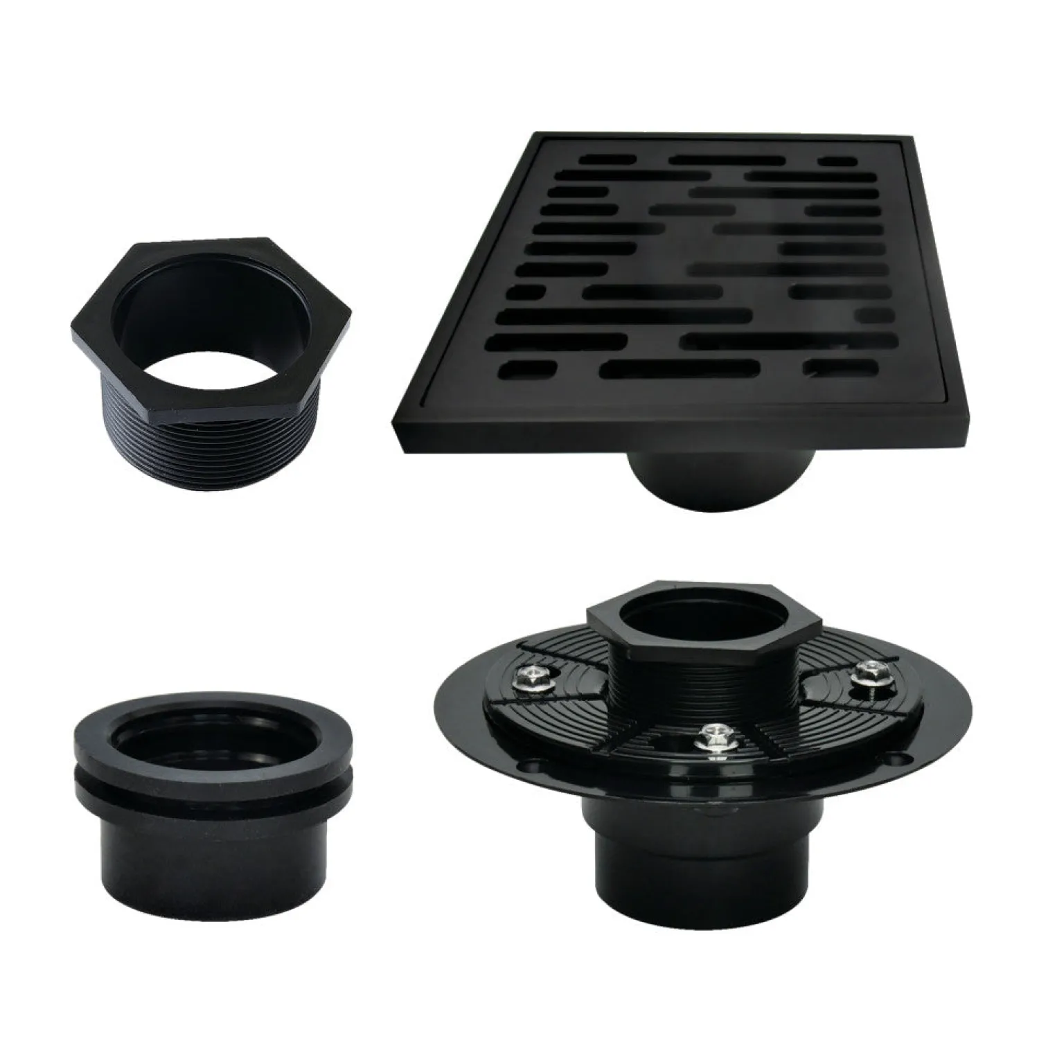 Clearance 4" Brass Square Grid Shower Drain with Flange Shower Drains