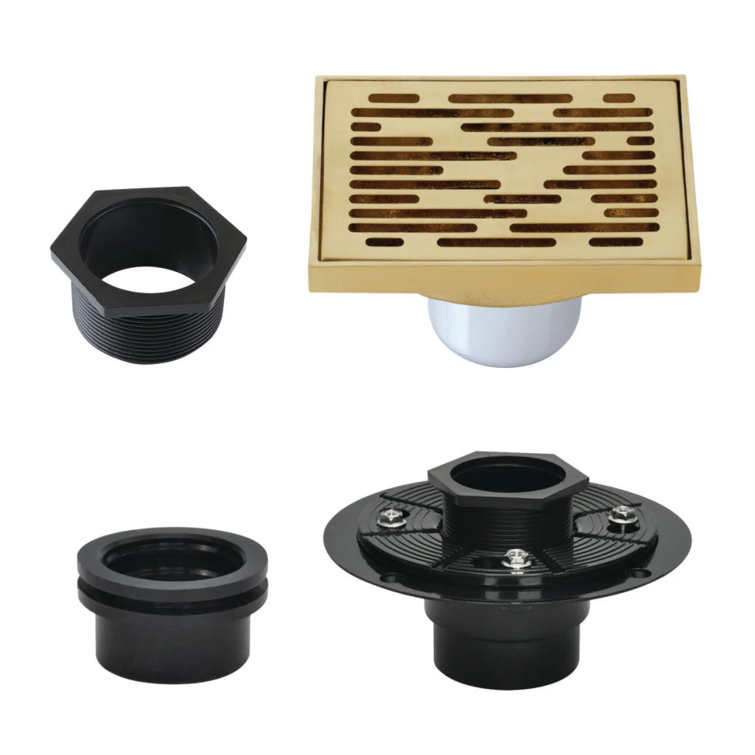 Clearance 4" Brass Square Grid Shower Drain with Flange Shower Drains