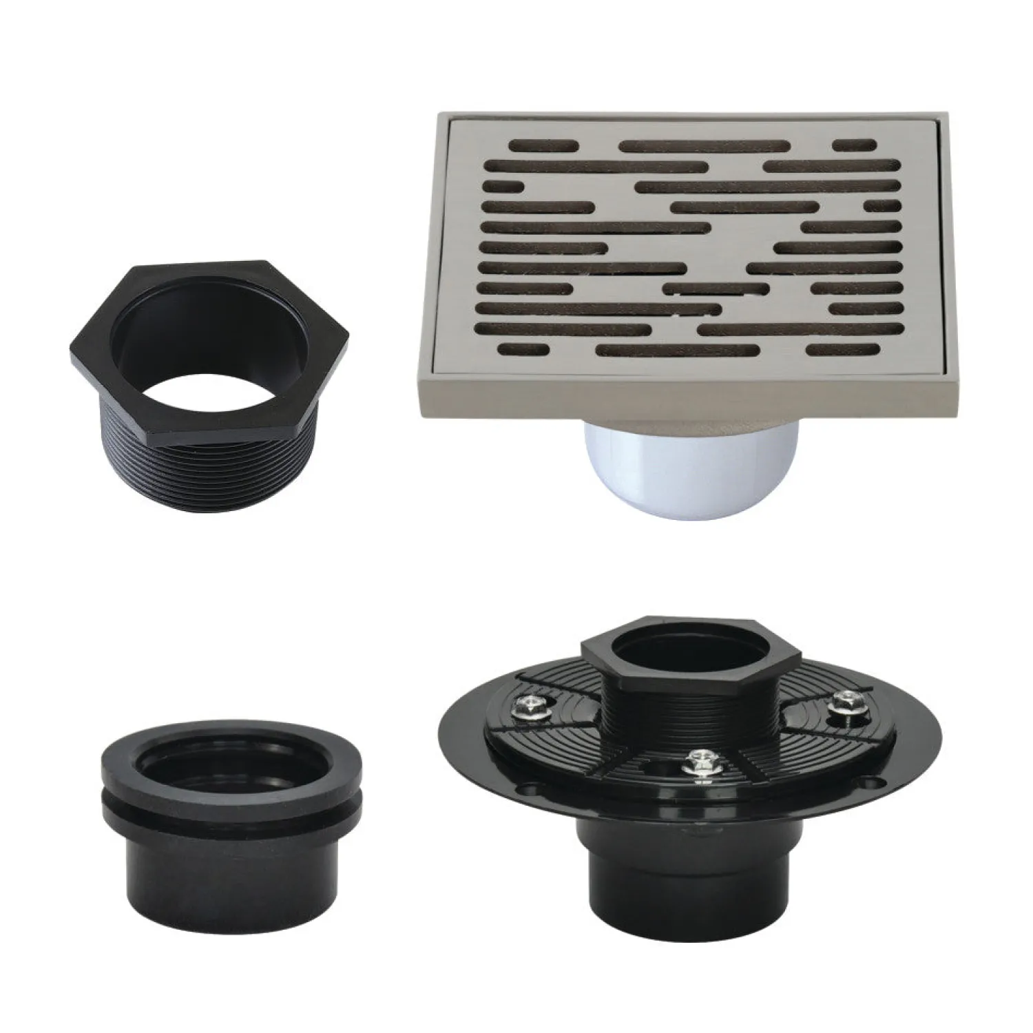 Clearance 4" Brass Square Grid Shower Drain with Flange Shower Drains