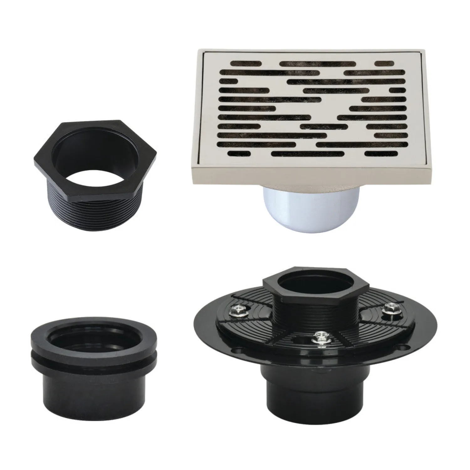 Clearance 4" Brass Square Grid Shower Drain with Flange Shower Drains
