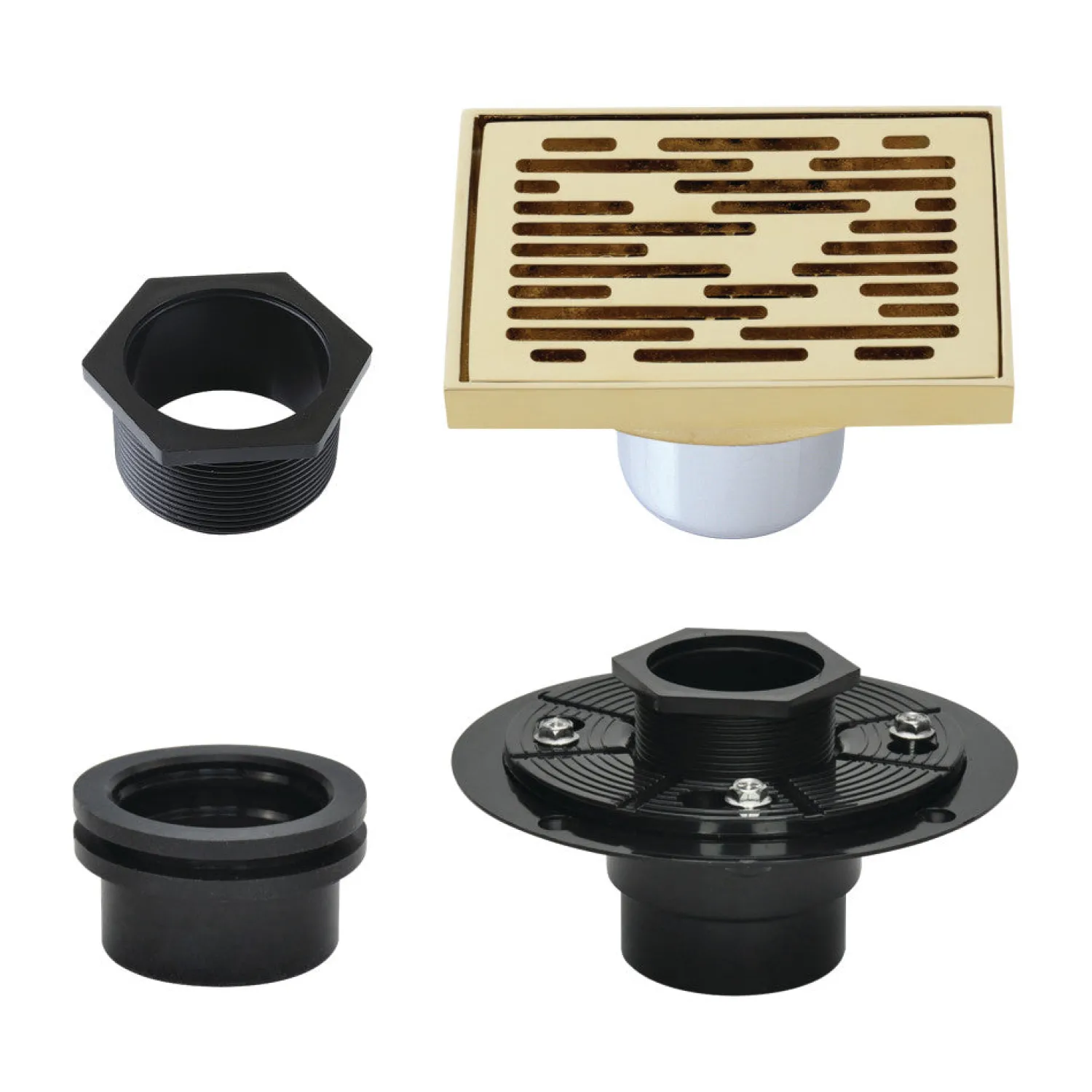 Clearance 4" Brass Square Grid Shower Drain with Flange Shower Drains