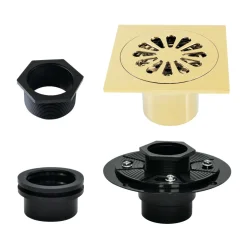 Clearance 4" Brass Square Grid Shower Drain with Flange Shower Drains