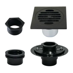 Discount 4" Brass Square Grid Shower Drain with Flange Shower Drains