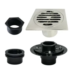 Discount 4" Brass Square Grid Shower Drain with Flange Shower Drains