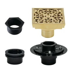 Online 4" Brass Square Grid Shower Drain with Flange Shower Drains