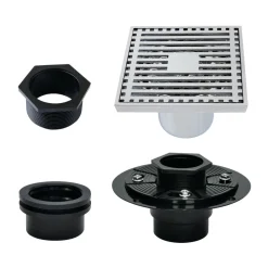 Best 4" Brass Square Grid Shower Drain with Flange Shower Drains