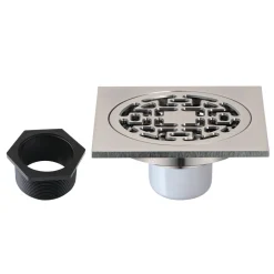 4" Brass Square Grid Shower Drain with Flange Shower Drains