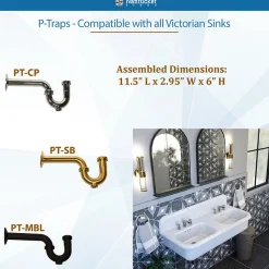 Clearance Brushed Satin Brass P-Trap for Bathroom and Utility Drains Laundry & Utility Sinks