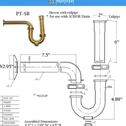 Clearance Brushed Satin Brass P-Trap for Bathroom and Utility Drains Laundry & Utility Sinks